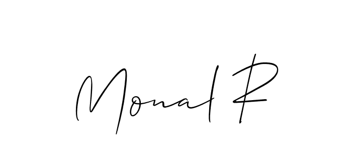 It looks lik you need a new signature style for name Monal R. Design unique handwritten (Allison_Script) signature with our free signature maker in just a few clicks. Monal R signature style 2 images and pictures png