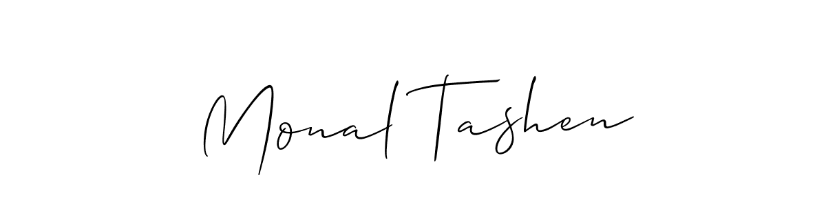 How to make Monal Tashen name signature. Use Allison_Script style for creating short signs online. This is the latest handwritten sign. Monal Tashen signature style 2 images and pictures png