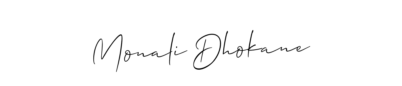 Monali Dhokane stylish signature style. Best Handwritten Sign (Allison_Script) for my name. Handwritten Signature Collection Ideas for my name Monali Dhokane. Monali Dhokane signature style 2 images and pictures png