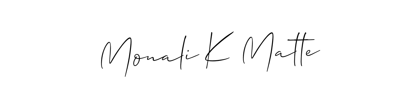 if you are searching for the best signature style for your name Monali K Matte. so please give up your signature search. here we have designed multiple signature styles  using Allison_Script. Monali K Matte signature style 2 images and pictures png
