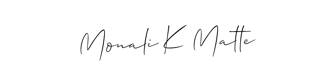 Make a beautiful signature design for name Monali K Matte. With this signature (Allison_Script) style, you can create a handwritten signature for free. Monali K Matte signature style 2 images and pictures png