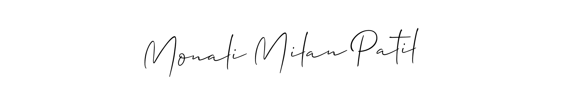 How to make Monali Milan Patil name signature. Use Allison_Script style for creating short signs online. This is the latest handwritten sign. Monali Milan Patil signature style 2 images and pictures png