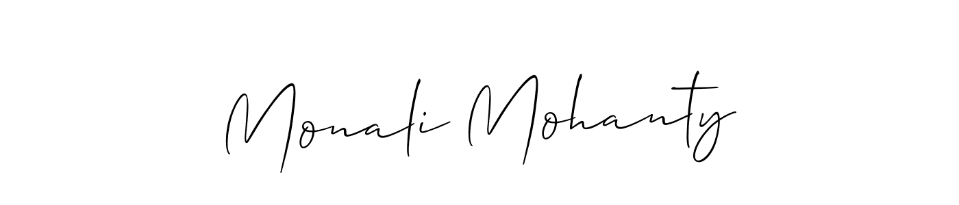 How to make Monali Mohanty name signature. Use Allison_Script style for creating short signs online. This is the latest handwritten sign. Monali Mohanty signature style 2 images and pictures png