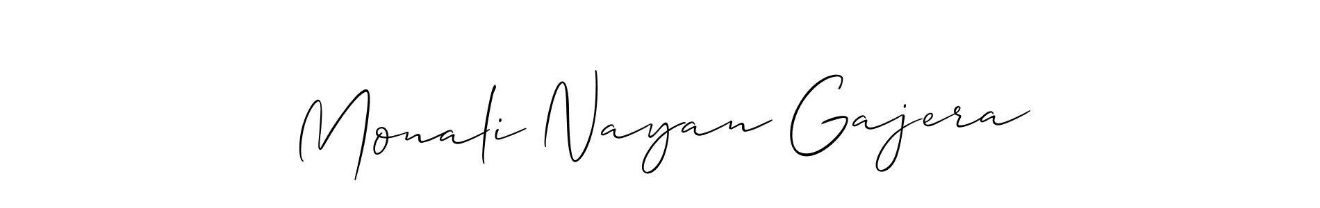 You should practise on your own different ways (Allison_Script) to write your name (Monali Nayan Gajera) in signature. don't let someone else do it for you. Monali Nayan Gajera signature style 2 images and pictures png