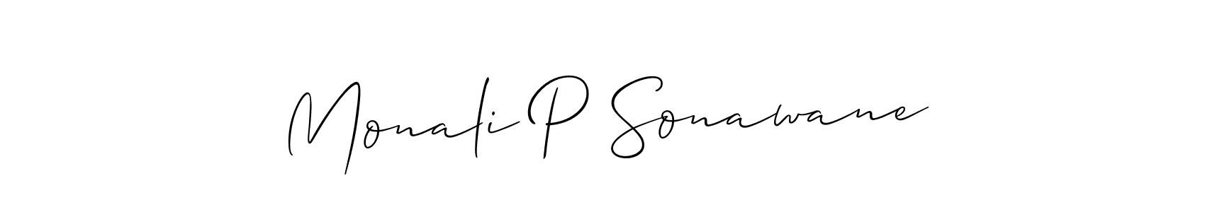 Make a beautiful signature design for name Monali P Sonawane. With this signature (Allison_Script) style, you can create a handwritten signature for free. Monali P Sonawane signature style 2 images and pictures png