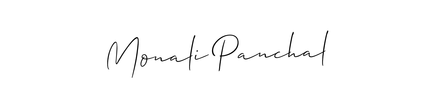 if you are searching for the best signature style for your name Monali Panchal. so please give up your signature search. here we have designed multiple signature styles  using Allison_Script. Monali Panchal signature style 2 images and pictures png
