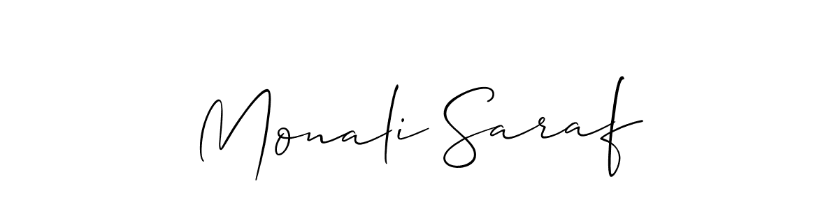 Allison_Script is a professional signature style that is perfect for those who want to add a touch of class to their signature. It is also a great choice for those who want to make their signature more unique. Get Monali Saraf name to fancy signature for free. Monali Saraf signature style 2 images and pictures png