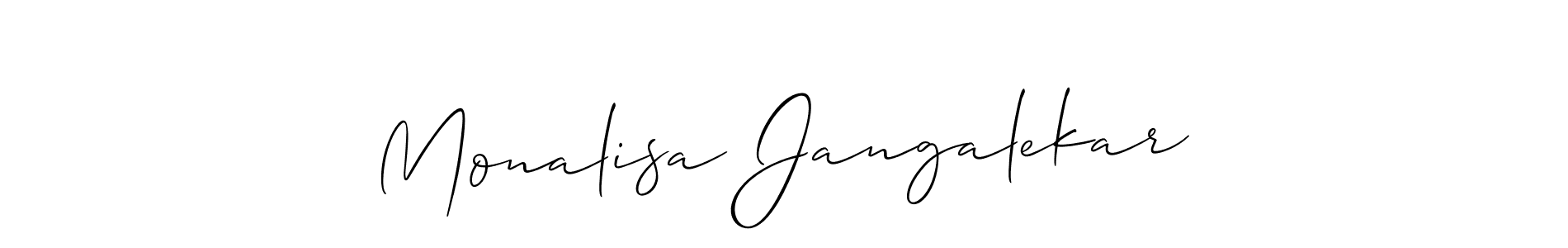 You should practise on your own different ways (Allison_Script) to write your name (Monalisa Jangalekar) in signature. don't let someone else do it for you. Monalisa Jangalekar signature style 2 images and pictures png