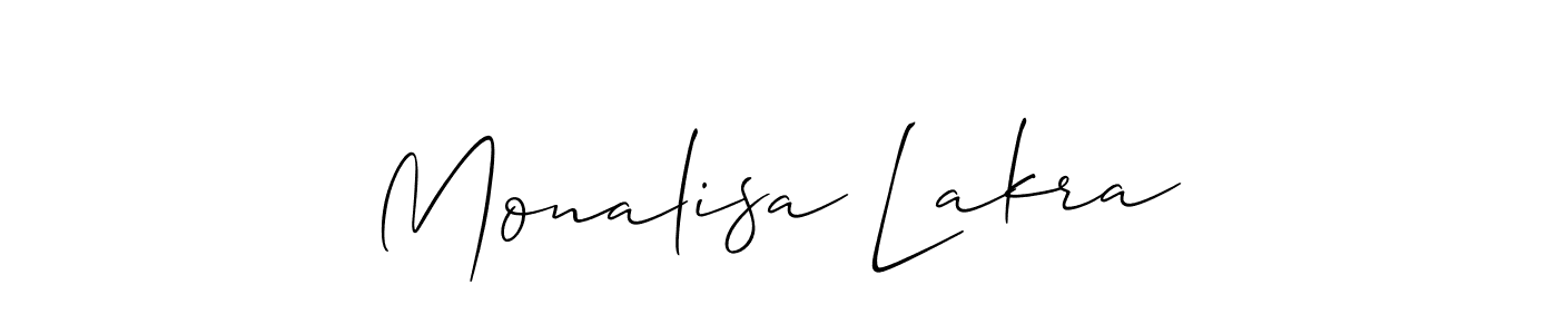 Also You can easily find your signature by using the search form. We will create Monalisa Lakra name handwritten signature images for you free of cost using Allison_Script sign style. Monalisa Lakra signature style 2 images and pictures png