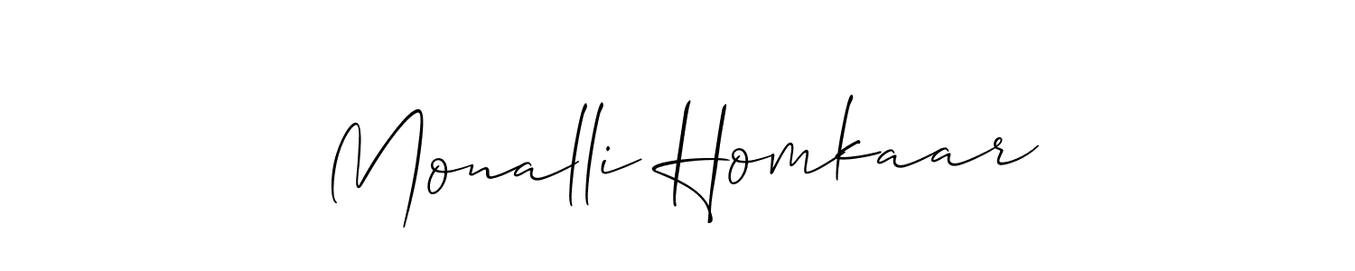 Make a short Monalli Homkaar signature style. Manage your documents anywhere anytime using Allison_Script. Create and add eSignatures, submit forms, share and send files easily. Monalli Homkaar signature style 2 images and pictures png