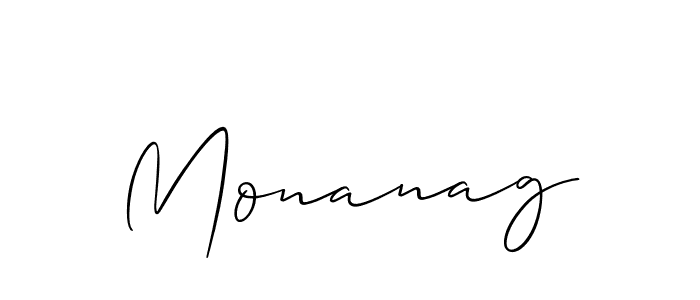 Use a signature maker to create a handwritten signature online. With this signature software, you can design (Allison_Script) your own signature for name Monanag. Monanag signature style 2 images and pictures png