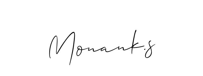 How to make Monank.s name signature. Use Allison_Script style for creating short signs online. This is the latest handwritten sign. Monank.s signature style 2 images and pictures png