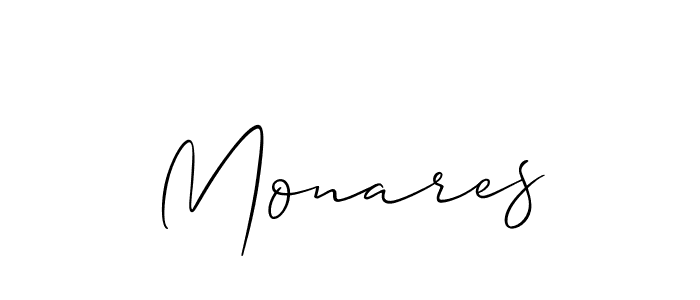 It looks lik you need a new signature style for name Monares. Design unique handwritten (Allison_Script) signature with our free signature maker in just a few clicks. Monares signature style 2 images and pictures png
