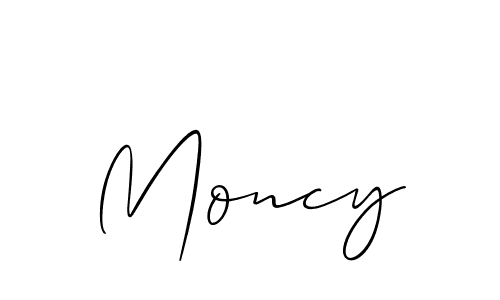 Use a signature maker to create a handwritten signature online. With this signature software, you can design (Allison_Script) your own signature for name Moncy. Moncy signature style 2 images and pictures png