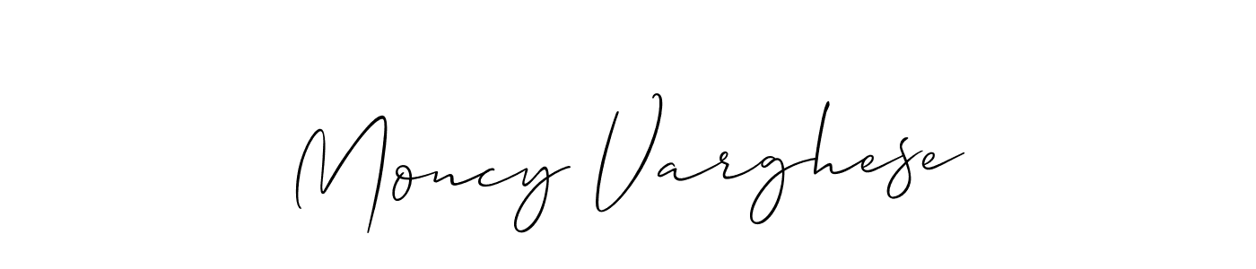 Allison_Script is a professional signature style that is perfect for those who want to add a touch of class to their signature. It is also a great choice for those who want to make their signature more unique. Get Moncy Varghese name to fancy signature for free. Moncy Varghese signature style 2 images and pictures png