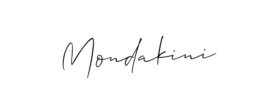 Use a signature maker to create a handwritten signature online. With this signature software, you can design (Allison_Script) your own signature for name Mondakini. Mondakini signature style 2 images and pictures png