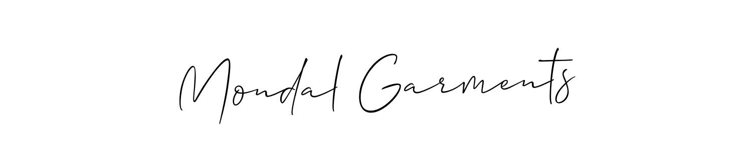 How to make Mondal Garments name signature. Use Allison_Script style for creating short signs online. This is the latest handwritten sign. Mondal Garments signature style 2 images and pictures png