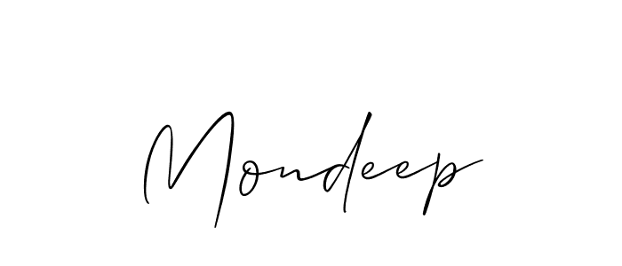 Design your own signature with our free online signature maker. With this signature software, you can create a handwritten (Allison_Script) signature for name Mondeep. Mondeep signature style 2 images and pictures png