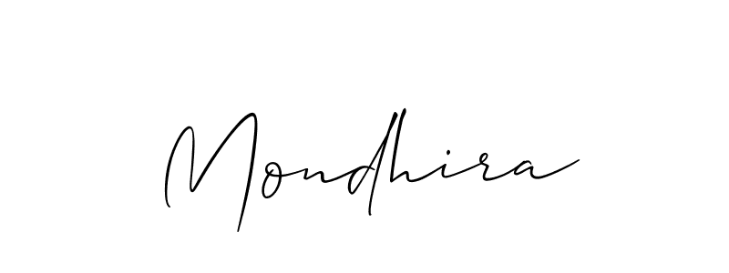 Use a signature maker to create a handwritten signature online. With this signature software, you can design (Allison_Script) your own signature for name Mondhira. Mondhira signature style 2 images and pictures png