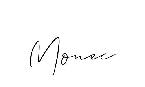 Use a signature maker to create a handwritten signature online. With this signature software, you can design (Allison_Script) your own signature for name Monec. Monec signature style 2 images and pictures png