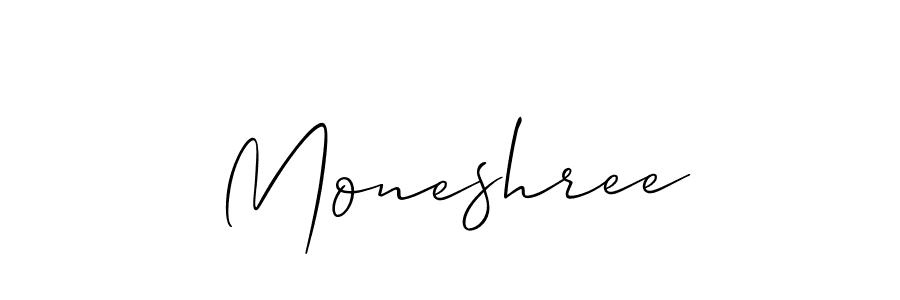 Allison_Script is a professional signature style that is perfect for those who want to add a touch of class to their signature. It is also a great choice for those who want to make their signature more unique. Get Moneshree name to fancy signature for free. Moneshree signature style 2 images and pictures png