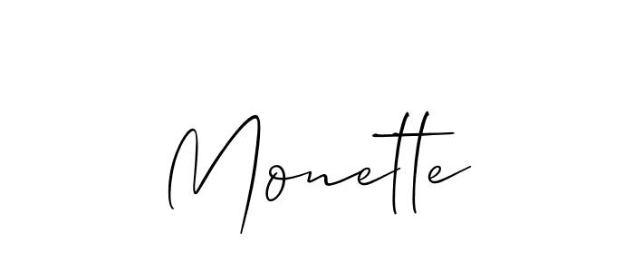 Make a beautiful signature design for name Monette. With this signature (Allison_Script) style, you can create a handwritten signature for free. Monette signature style 2 images and pictures png