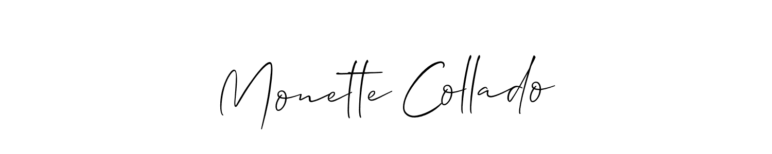 This is the best signature style for the Monette Collado name. Also you like these signature font (Allison_Script). Mix name signature. Monette Collado signature style 2 images and pictures png