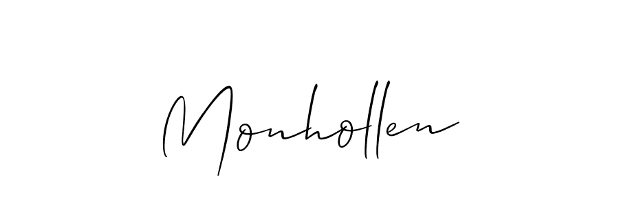 Design your own signature with our free online signature maker. With this signature software, you can create a handwritten (Allison_Script) signature for name Monhollen. Monhollen signature style 2 images and pictures png