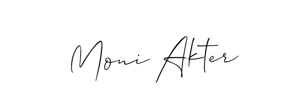 if you are searching for the best signature style for your name Moni Akter. so please give up your signature search. here we have designed multiple signature styles  using Allison_Script. Moni Akter signature style 2 images and pictures png