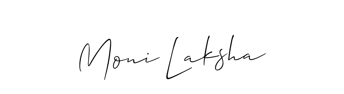 It looks lik you need a new signature style for name Moni Laksha. Design unique handwritten (Allison_Script) signature with our free signature maker in just a few clicks. Moni Laksha signature style 2 images and pictures png