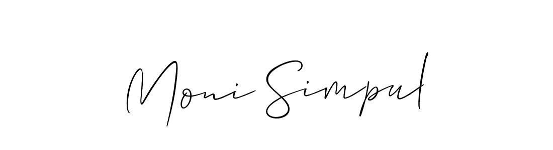 How to Draw Moni Simpul signature style? Allison_Script is a latest design signature styles for name Moni Simpul. Moni Simpul signature style 2 images and pictures png