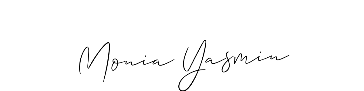 Make a beautiful signature design for name Monia Yasmin. With this signature (Allison_Script) style, you can create a handwritten signature for free. Monia Yasmin signature style 2 images and pictures png