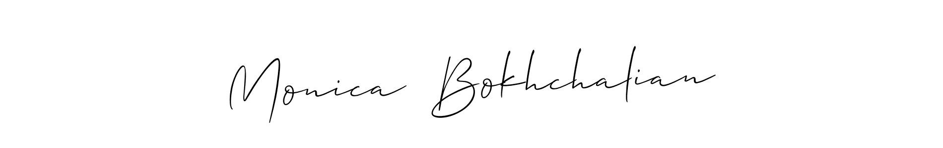 This is the best signature style for the Monica  Bokhchalian name. Also you like these signature font (Allison_Script). Mix name signature. Monica  Bokhchalian signature style 2 images and pictures png