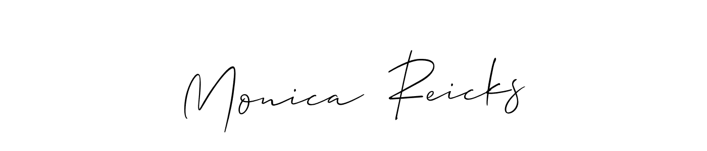 Make a short Monica  Reicks signature style. Manage your documents anywhere anytime using Allison_Script. Create and add eSignatures, submit forms, share and send files easily. Monica  Reicks signature style 2 images and pictures png