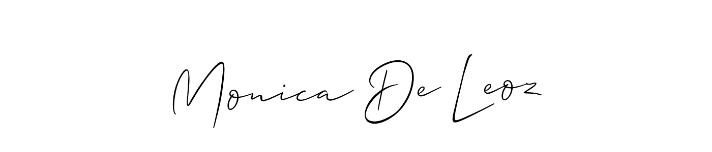 See photos of Monica De Leoz official signature by Spectra . Check more albums & portfolios. Read reviews & check more about Allison_Script font. Monica De Leoz signature style 2 images and pictures png