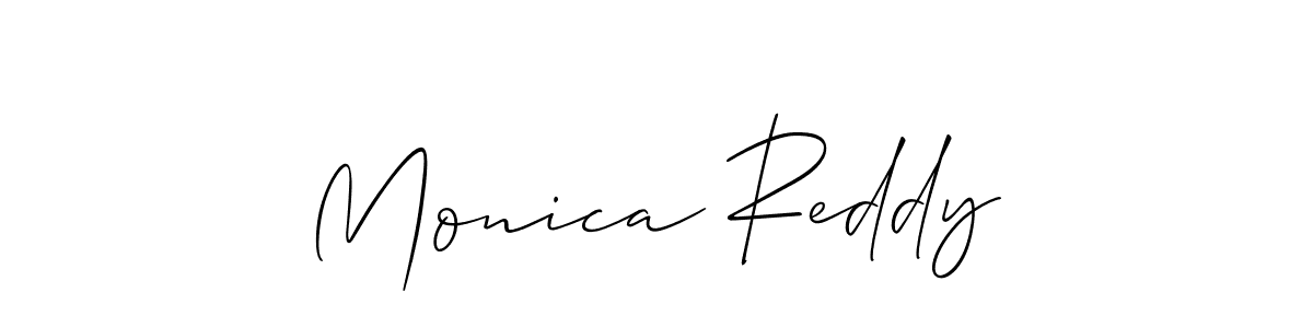 The best way (Allison_Script) to make a short signature is to pick only two or three words in your name. The name Monica Reddy include a total of six letters. For converting this name. Monica Reddy signature style 2 images and pictures png