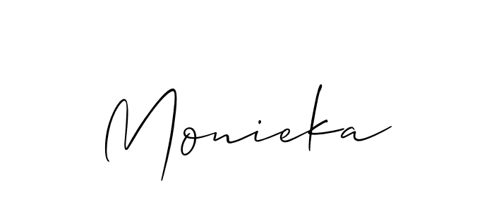 Use a signature maker to create a handwritten signature online. With this signature software, you can design (Allison_Script) your own signature for name Monieka. Monieka signature style 2 images and pictures png