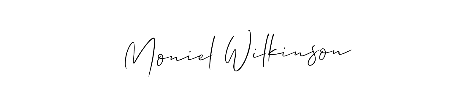 Similarly Allison_Script is the best handwritten signature design. Signature creator online .You can use it as an online autograph creator for name Moniel Wilkinson. Moniel Wilkinson signature style 2 images and pictures png