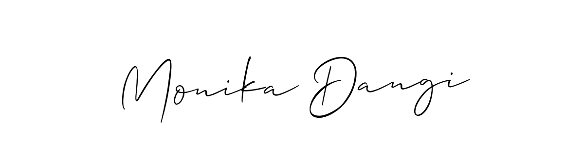 Use a signature maker to create a handwritten signature online. With this signature software, you can design (Allison_Script) your own signature for name Monika Dangi. Monika Dangi signature style 2 images and pictures png