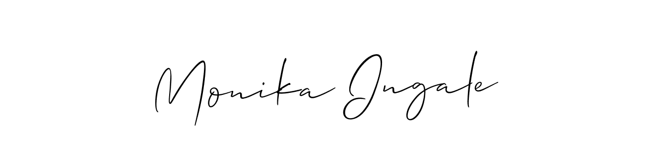 Allison_Script is a professional signature style that is perfect for those who want to add a touch of class to their signature. It is also a great choice for those who want to make their signature more unique. Get Monika Ingale name to fancy signature for free. Monika Ingale signature style 2 images and pictures png