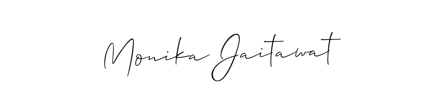 You should practise on your own different ways (Allison_Script) to write your name (Monika Jaitawat) in signature. don't let someone else do it for you. Monika Jaitawat signature style 2 images and pictures png