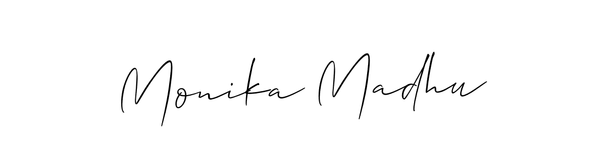 Similarly Allison_Script is the best handwritten signature design. Signature creator online .You can use it as an online autograph creator for name Monika Madhu. Monika Madhu signature style 2 images and pictures png