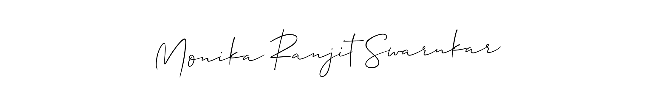 This is the best signature style for the Monika Ranjit Swarnkar name. Also you like these signature font (Allison_Script). Mix name signature. Monika Ranjit Swarnkar signature style 2 images and pictures png