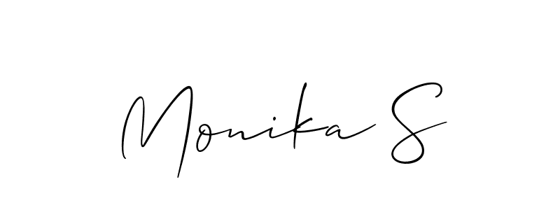 if you are searching for the best signature style for your name Monika S. so please give up your signature search. here we have designed multiple signature styles  using Allison_Script. Monika S signature style 2 images and pictures png