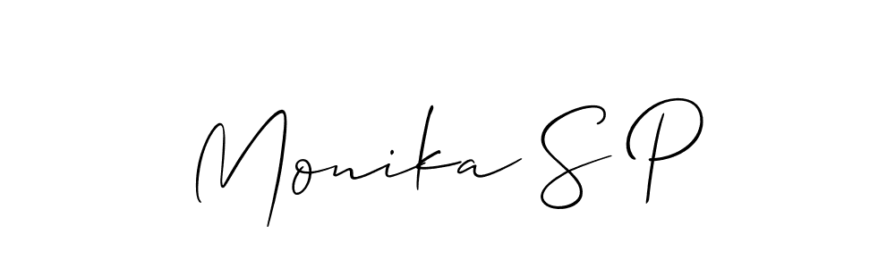 if you are searching for the best signature style for your name Monika S P. so please give up your signature search. here we have designed multiple signature styles  using Allison_Script. Monika S P signature style 2 images and pictures png