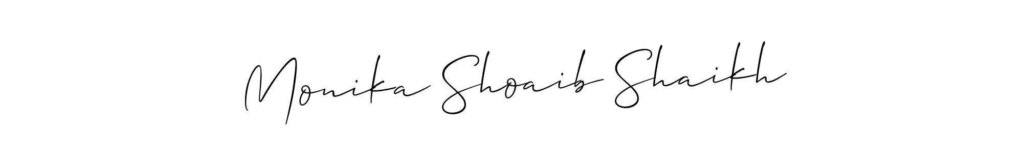 How to make Monika Shoaib Shaikh name signature. Use Allison_Script style for creating short signs online. This is the latest handwritten sign. Monika Shoaib Shaikh signature style 2 images and pictures png