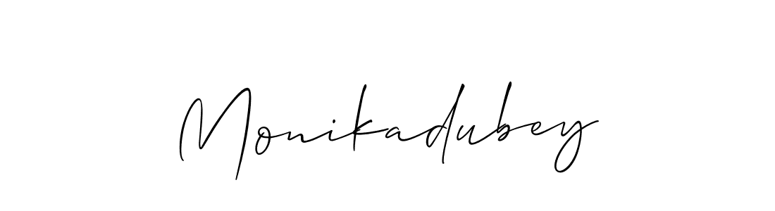 The best way (Allison_Script) to make a short signature is to pick only two or three words in your name. The name Monikadubey include a total of six letters. For converting this name. Monikadubey signature style 2 images and pictures png