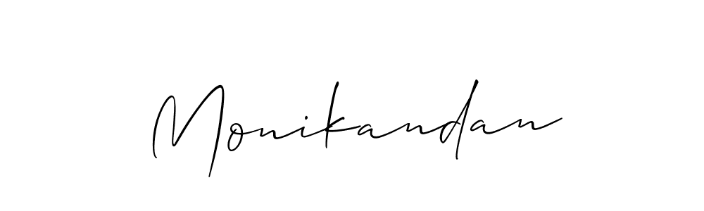 Create a beautiful signature design for name Monikandan. With this signature (Allison_Script) fonts, you can make a handwritten signature for free. Monikandan signature style 2 images and pictures png