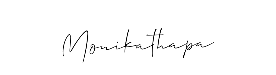 How to make Monikathapa name signature. Use Allison_Script style for creating short signs online. This is the latest handwritten sign. Monikathapa signature style 2 images and pictures png