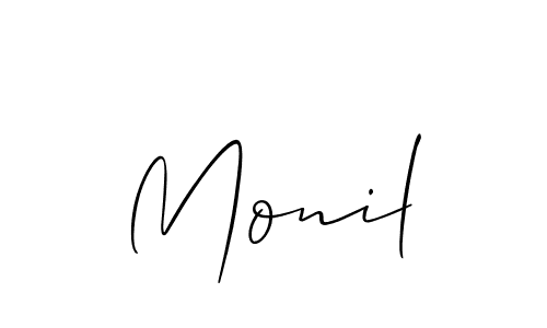 The best way (Allison_Script) to make a short signature is to pick only two or three words in your name. The name Monil include a total of six letters. For converting this name. Monil signature style 2 images and pictures png